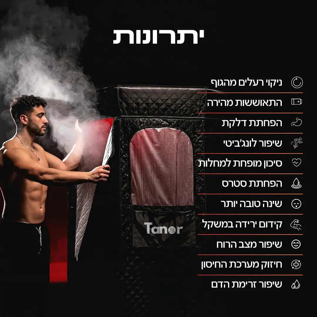 תנור אדים + כובע סאונה, שטיח סופג ותאורת לד